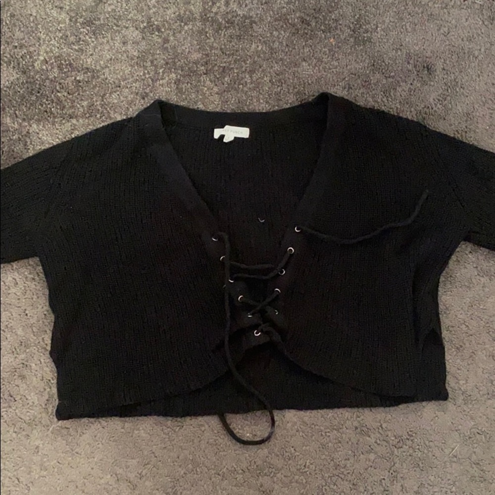 Black honey punch sweater. Size small and cropped